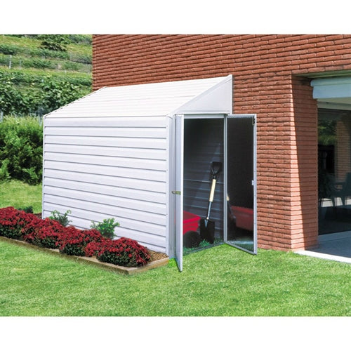Outdoor Steel 7 x 4-ft Storage Shed with Sloped Roof