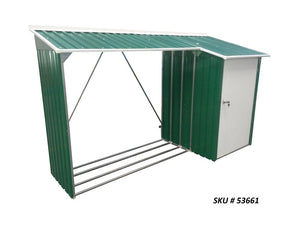 DuraMax 8'x3' WoodStore Combo Fire Wood Storage Shed - Green