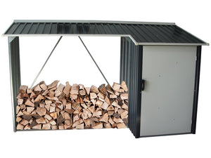 DuraMax 8'x3' WoodStore Combo Fire Wood Storage Shed - Dark Gray