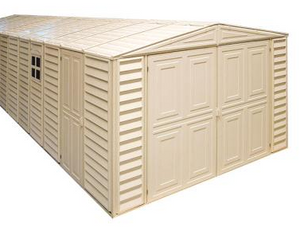 DuraMax Vinyl Garage Building Shed with Foundation Kit