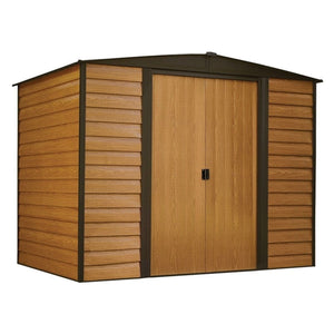 Outdoor 6-ft x 5-ft Steel Storage Shed with Woodgrain Pattern Siding