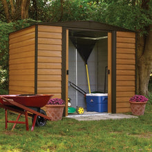 Outdoor 6-ft x 5-ft Steel Storage Shed with Woodgrain Pattern Siding
